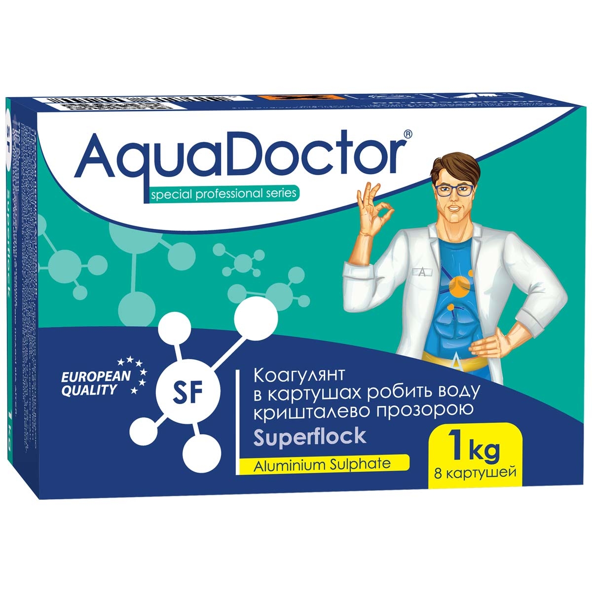 AquaDoctor Superflock — коагулюючий засіб у картушах для басейну, 1 кг