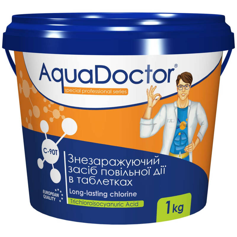 Повільний хлор для басейну Aquadoctor C-90Т (1кг) - великі таблетки по 200 грам
