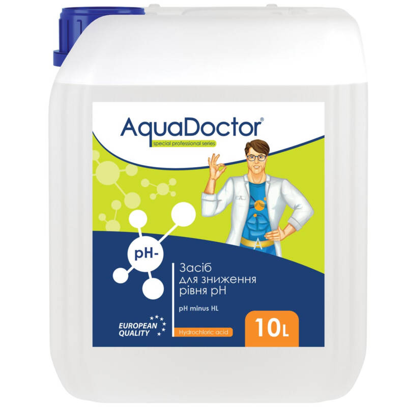 AquaDoctor pH Minus HL — рідкий засіб для зниження рівня pH у басейні, 10 л, Соляна 14%