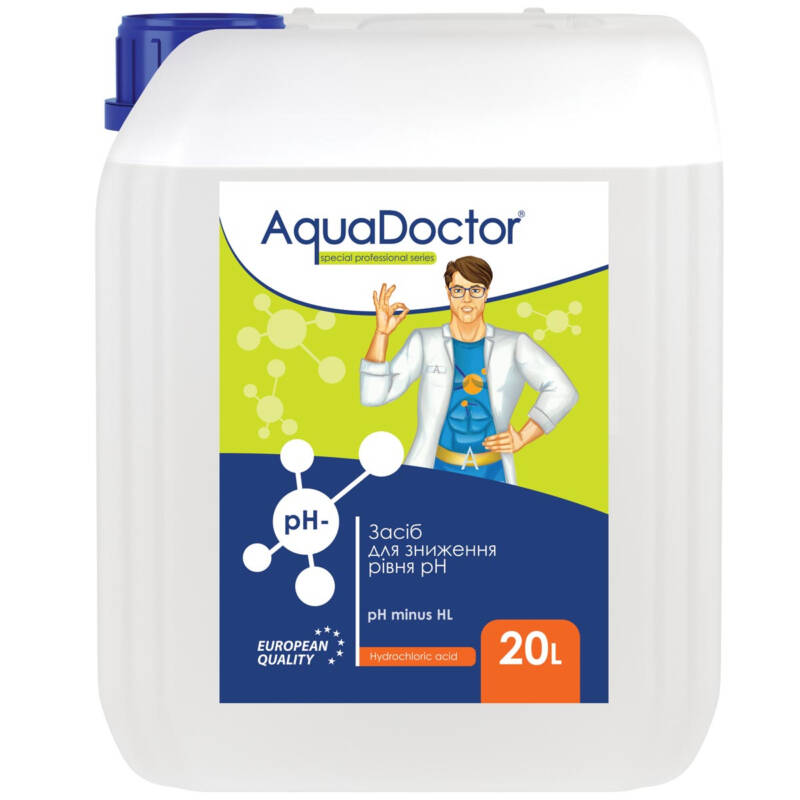 AquaDoctor pH Minus HL — рідкий засіб для зниження рівня pH у басейні, 20 л, Соляна 14%