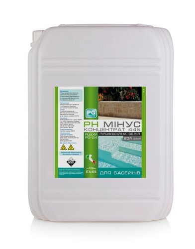 Barchemicals pH Minus — засіб для зниження рівня pH у басейні, 20 л / 28 кг, 43% (Італія)