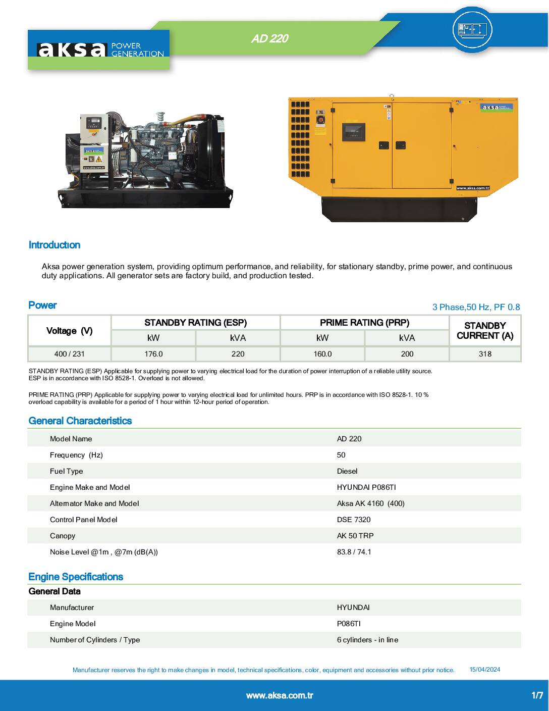Дизельний генератор AKSA Power Generation AD 220 — изображение 2